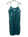 Trina Turk Size 12 Teal Blue Polyester Spaghetti Strap All Over Sequins Dress Teal Blue / 12