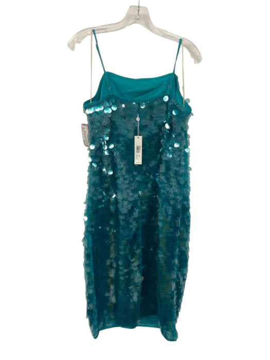 Trina Turk Size 8 Teal Blue Polyester Spaghetti Strap All Over Sequins Dress Teal Blue / 8