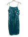 Trina Turk Size 8 Teal Blue Polyester Spaghetti Strap All Over Sequins Dress Teal Blue / 8