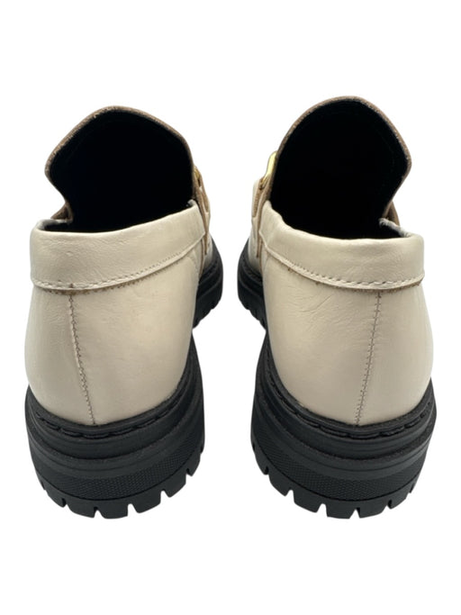 Anthropologie Shoe Size 8 White Leather Platform Goldtone Hardware Loafers White / 8