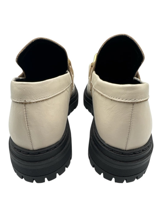 Anthropologie Shoe Size 8 White Leather Platform Goldtone Hardware Loafers White / 8