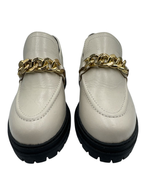 Anthropologie Shoe Size 8 White Leather Platform Goldtone Hardware Loafers White / 8