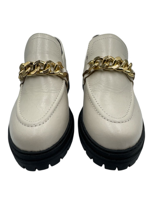 Anthropologie Shoe Size 8 White Leather Platform Goldtone Hardware Loafers White / 8