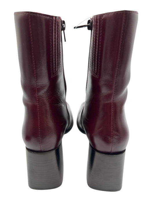 Jeffrey Campbell Shoe Size 9 Burgundy Red Leather Upper Side Zip Ankle Boots Burgundy Red / 9
