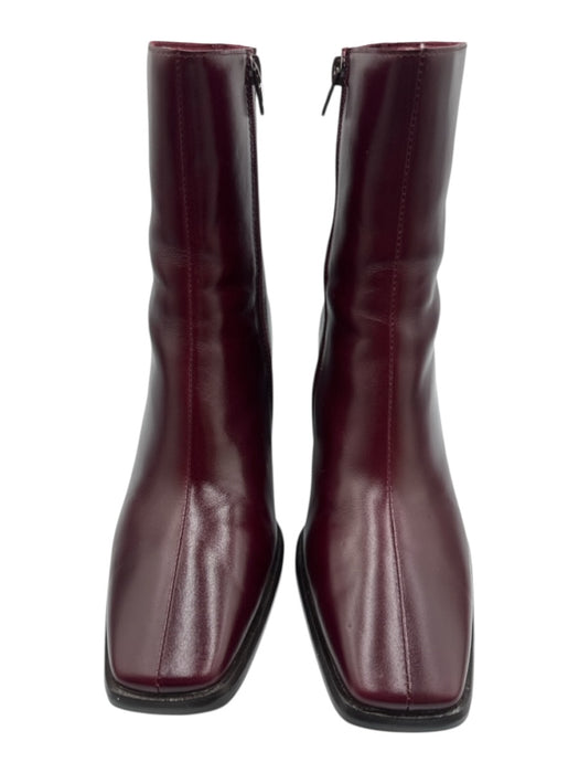 Jeffrey Campbell Shoe Size 9 Burgundy Red Leather Upper Side Zip Ankle Boots Burgundy Red / 9