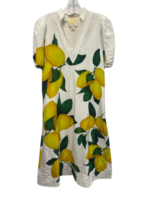 Emily McCarthy Size S Blue, Green & Yellow No Fabric Tag Lemons V Neck Dress Blue, Green & Yellow / S