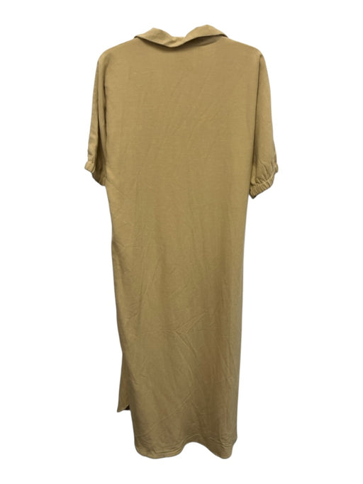 Emily McCarthy Size S Beige & White No Fabric Tag Short Sleeve V Neck Midi Dress Beige & White / S