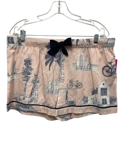 Katie Kime Size L Light Pink, Navy & White Modal & Cotton Short Sleeve Short Set Light Pink, Navy & White / L