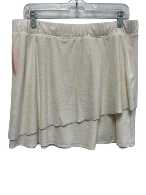 Lilla P Size L Cream Cotton Terry Cloth Elastic Waist Layered Mini Skirt Cream / L