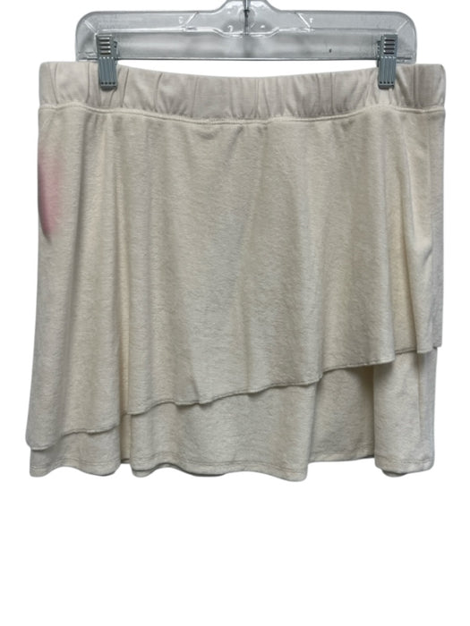 Lilla P Size L Cream Cotton Terry Cloth Elastic Waist Layered Mini Skirt Cream / L