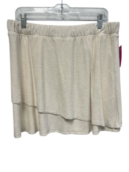 Lilla P Size L Cream Cotton Terry Cloth Elastic Waist Layered Mini Skirt Cream / L