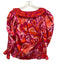 Alden Adair Size XS Red, Orange & Pink Cotton Long Balloon Sleeve Hearts Top Red, Orange & Pink / XS