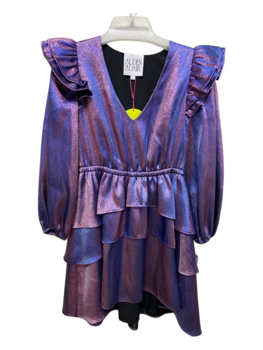 Alden Adair Size S Pink & blue Polyester Metallic Ombre Ruffle Shoulder Dress Pink & blue / S