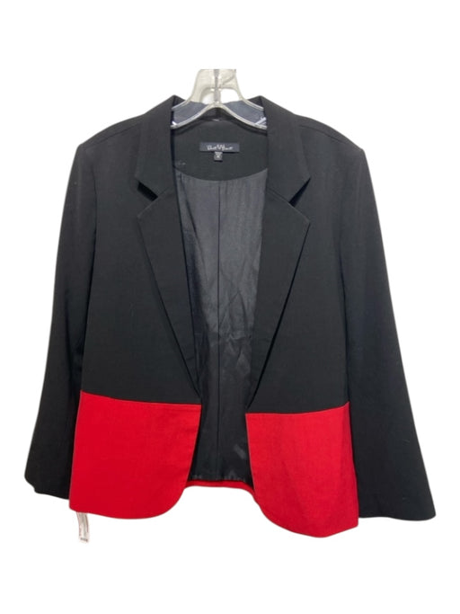 Velvet Heart Size M Black & Red Viscose Blend Color Block Open Front Jacket Black & Red / M