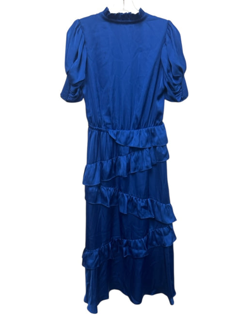Alden Adair Size S Cobalt Blue No Fabric Tag Satin Short Sleeve V Neck Dress Cobalt Blue / S