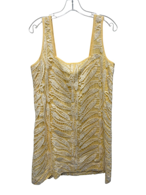 Emily McCarthy Size S Yellow & Cream No Fabric Tag Square Neck Knee length Dress Yellow & Cream / S