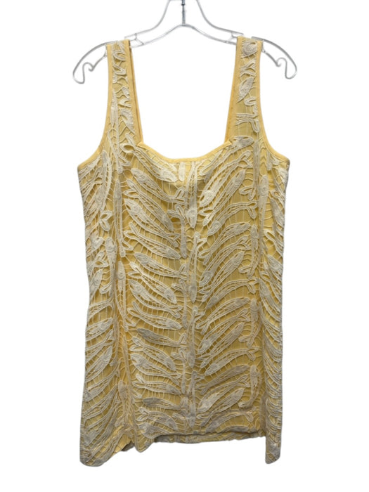 Emily McCarthy Size S Yellow & Cream No Fabric Tag Square Neck Knee length Dress Yellow & Cream / S