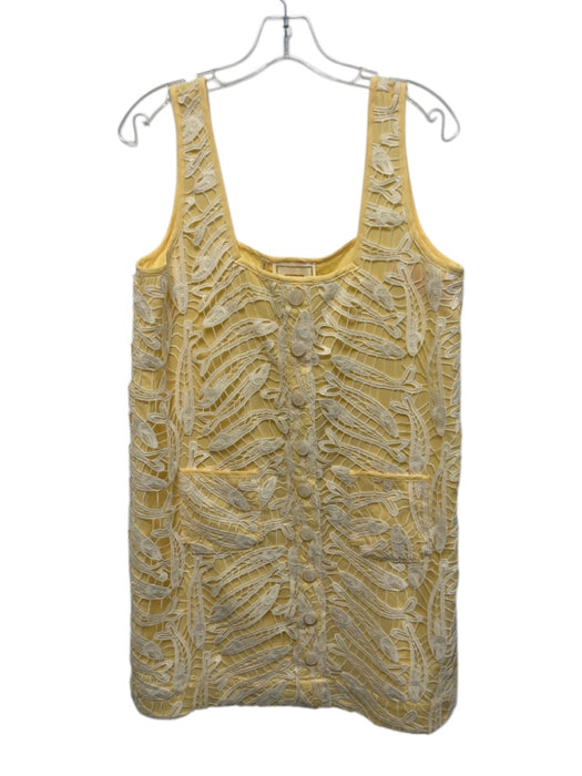 Emily McCarthy Size S Yellow & Cream No Fabric Tag Square Neck Knee length Dress Yellow & Cream / S