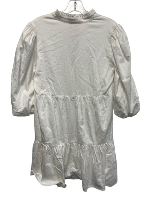 Emily McCarthy Size S White & Gold No Fabric Tag 1/2 Balloon Sleeve Tiered Dress White & Gold / S