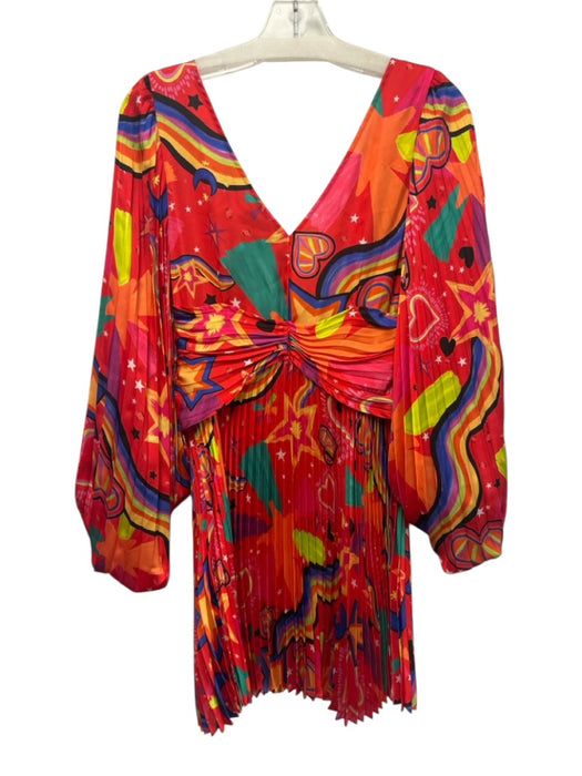 Alden Adair Size S Red, Yellow & Multi No Fabric Tag Long Balloon Sleeve Dress Red, Yellow & Multi / S