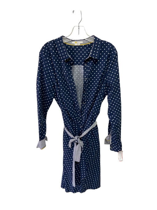 Boden Size 12 Navy & white Cotton Collared Button Up Long Sleeve Polka dot Dress Navy & white / 12