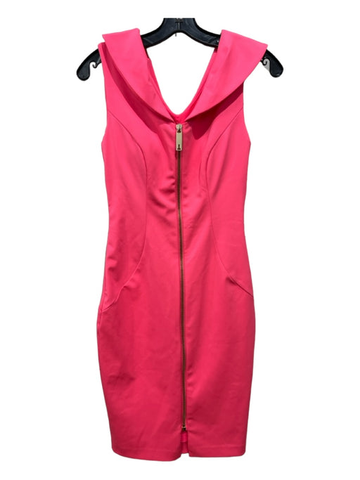 Ted Baker Size 1 Neon Pink Polyester Blend V Neck & Back Sleeveless Sheath Dress Neon Pink / 1