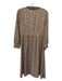 J Crew Size 6 Tan, Brown & Black Polyester Long Sleeve Cheetah Half Button Dress Tan, Brown & Black / 6