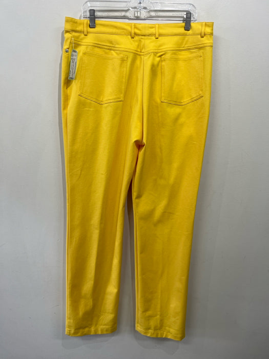 St John Sport Essentials Size XL Bright Yellow Cotton Blend Button Front Pants