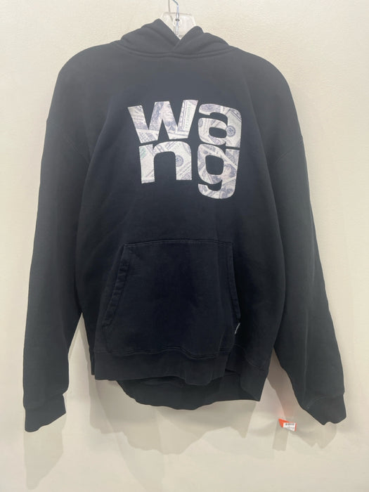 Alexander Wang Size M Black Cotton Blend logo Hoodie Men's Jacket