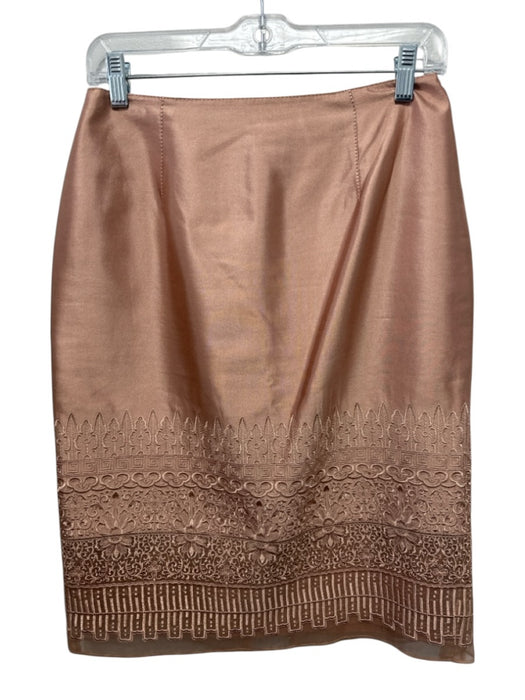 Kay Unger Size Est S Rose Gold Silk Embroidered Zip & Hook Closure Skirt Set Rose Gold / Est S