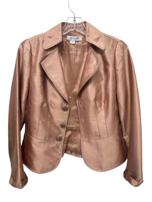Kay Unger Size Est S Rose Gold Silk Embroidered Zip & Hook Closure Skirt Set Rose Gold / Est S