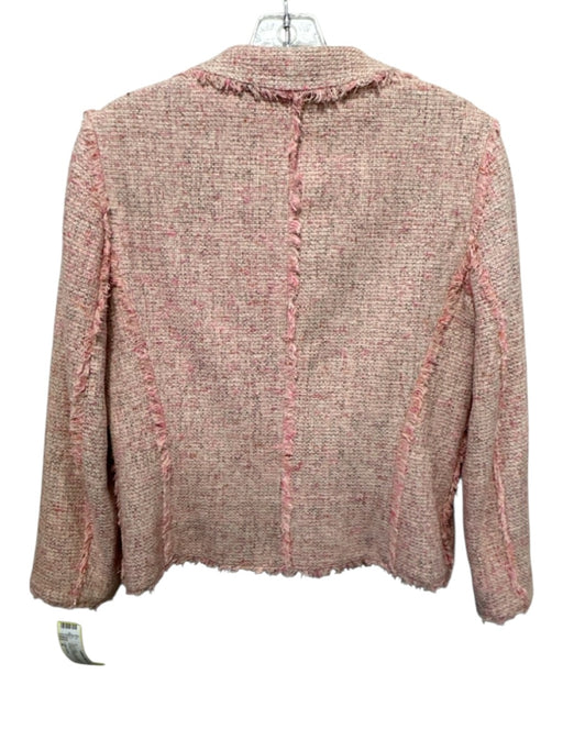 Lillie Rubin Size 4 Pink & Multi Silk Tweed Fringe Hem Button Front Skirt Set Pink & Multi / 4