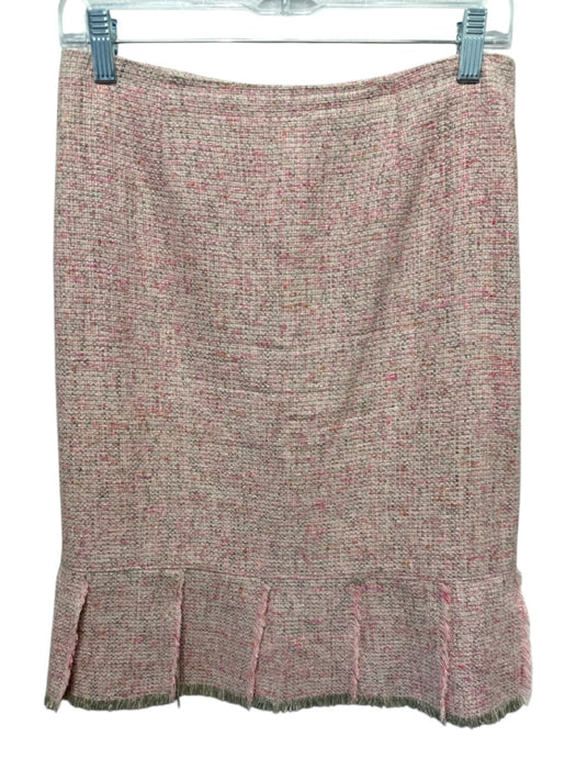 Lillie Rubin Size 4 Pink & Multi Silk Tweed Fringe Hem Button Front Skirt Set Pink & Multi / 4