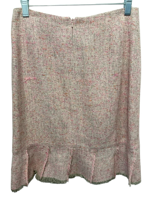 Lillie Rubin Size 4 Pink & Multi Silk Tweed Fringe Hem Button Front Skirt Set Pink & Multi / 4