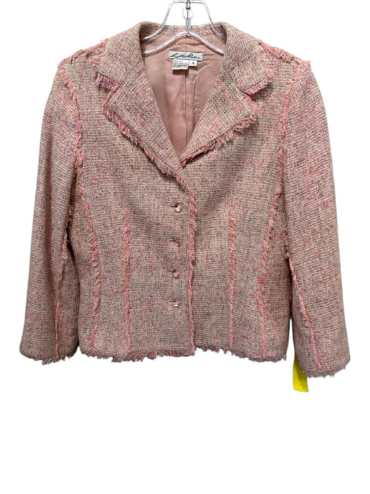 Lillie Rubin Size 4 Pink & Multi Silk Tweed Fringe Hem Button Front Skirt Set Pink & Multi / 4