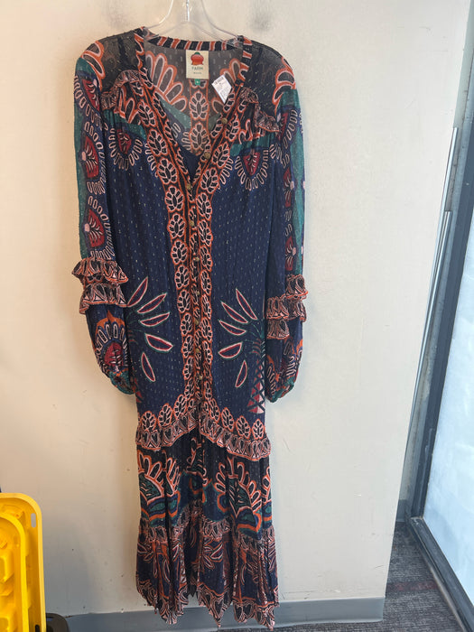 Farm Rio Size Medium Navy & Multi No Fabric Tag Abstract Print Pockets Dress
