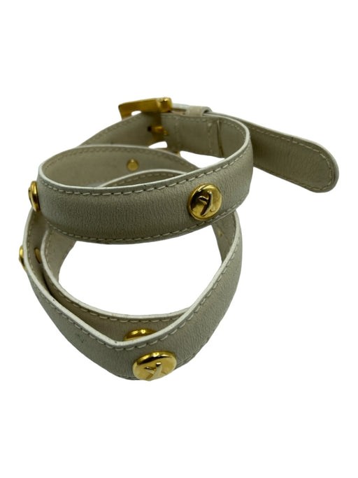 Paloma Picasso White & Gold Leather Gold hardware Thin Square Buckle Belts White & Gold / 75 cm