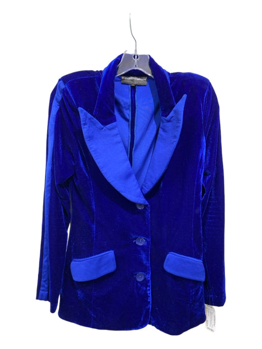 Emporio Armani Size 6 Royal Blue Viscose Blend Blazer Shoulder Pads Lapel Jacket Royal Blue / 6