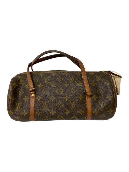 Louis Vuitton Brown Leather Cylinder Shoulder Top Zip Monogram Bag Brown / S