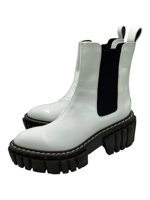 Stella McCartney Shoe Size 40 White & Black Plastic Calf High Pointed Toe Boots White & Black / 40
