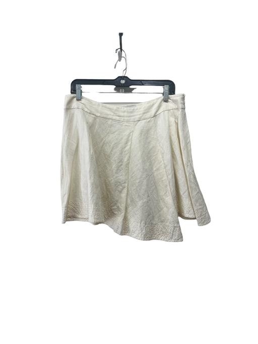 Derek Lam 10 Crosby Size 12 Cream White Linen Blend Pleated Side Zip Skirt Cream White / 12