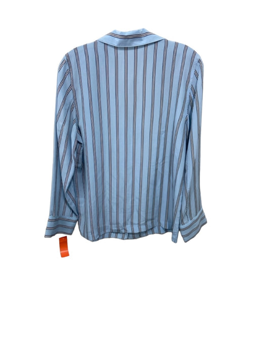 Equipment Femme Size XS Light Blue Silk Striped Chest Pocket Button Up Top Light Blue / XS