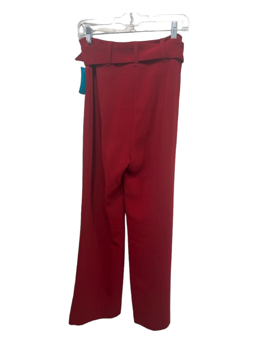 Cinq a Sept Size 4 Red Triacetate Trouser High Rise Wide Leg Belt Inc Pants Red / 4