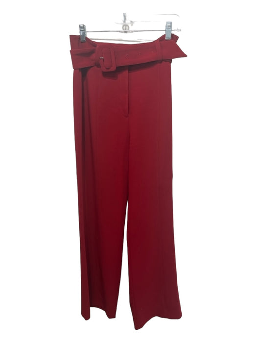 Cinq a Sept Size 4 Red Triacetate Trouser High Rise Wide Leg Belt Inc Pants Red / 4