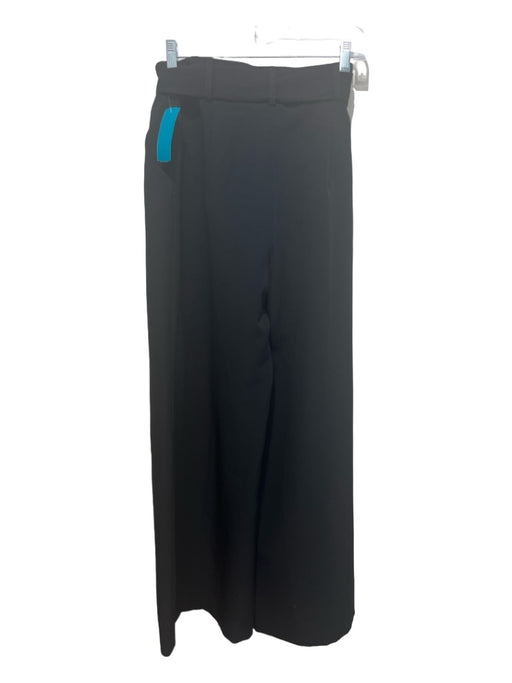 Milly Size 4 Black Polyester Blend High Rise Wide Leg Trouser Belt Inc Pants Black / 4