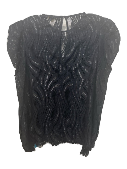 Jonathan Simkhai Size S Black Metallic Thread Lace Long Sleeve Keyhole Back Top Black / S