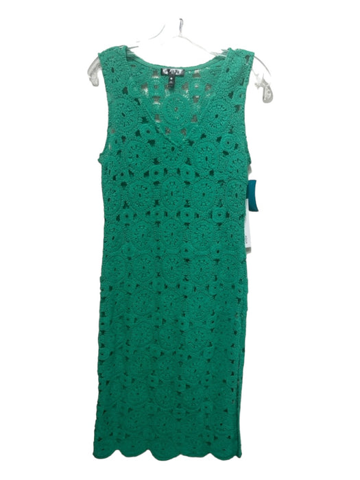 Aqua Size M Green Cotton Sleeveless Slit Cover-Up Open Knit Dress Green / M