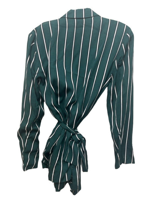 L'Academie Size S Green, Black, White Viscose Blend Striped Button Lapel Jacket Green, Black, White / S