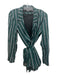 L'Academie Size S Green, Black, White Viscose Blend Striped Button Lapel Jacket Green, Black, White / S