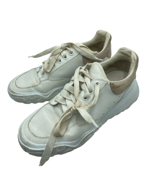 Alexander McQueen Shoe Size 39.5 White & Taupe Leather Lace Up Low Top Sneakers White & Taupe / 39.5